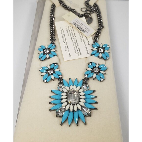 Amrita Singh Women Turquoise Ivory Rhinestone Necklace Southwestern Chunky - Picture 5 of 16